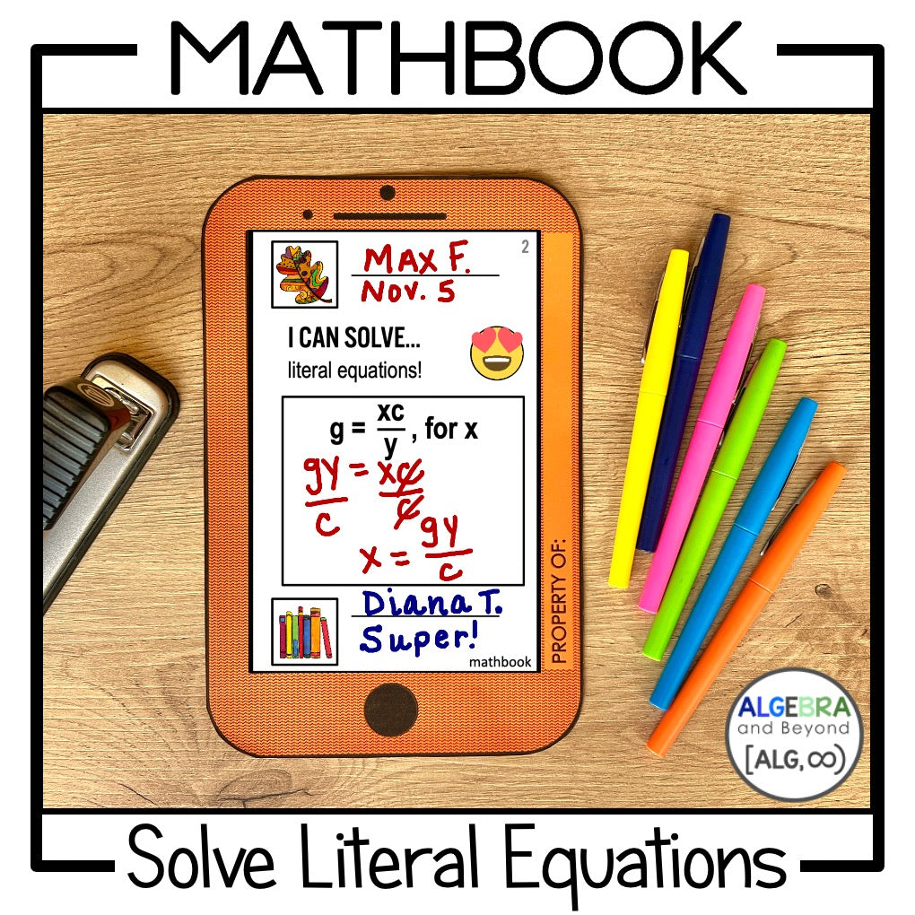 Literal Equations Activity | Mathbook