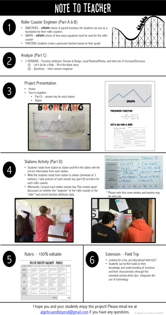 Piecewise Functions Project | Project Based Learning | Distance Learning