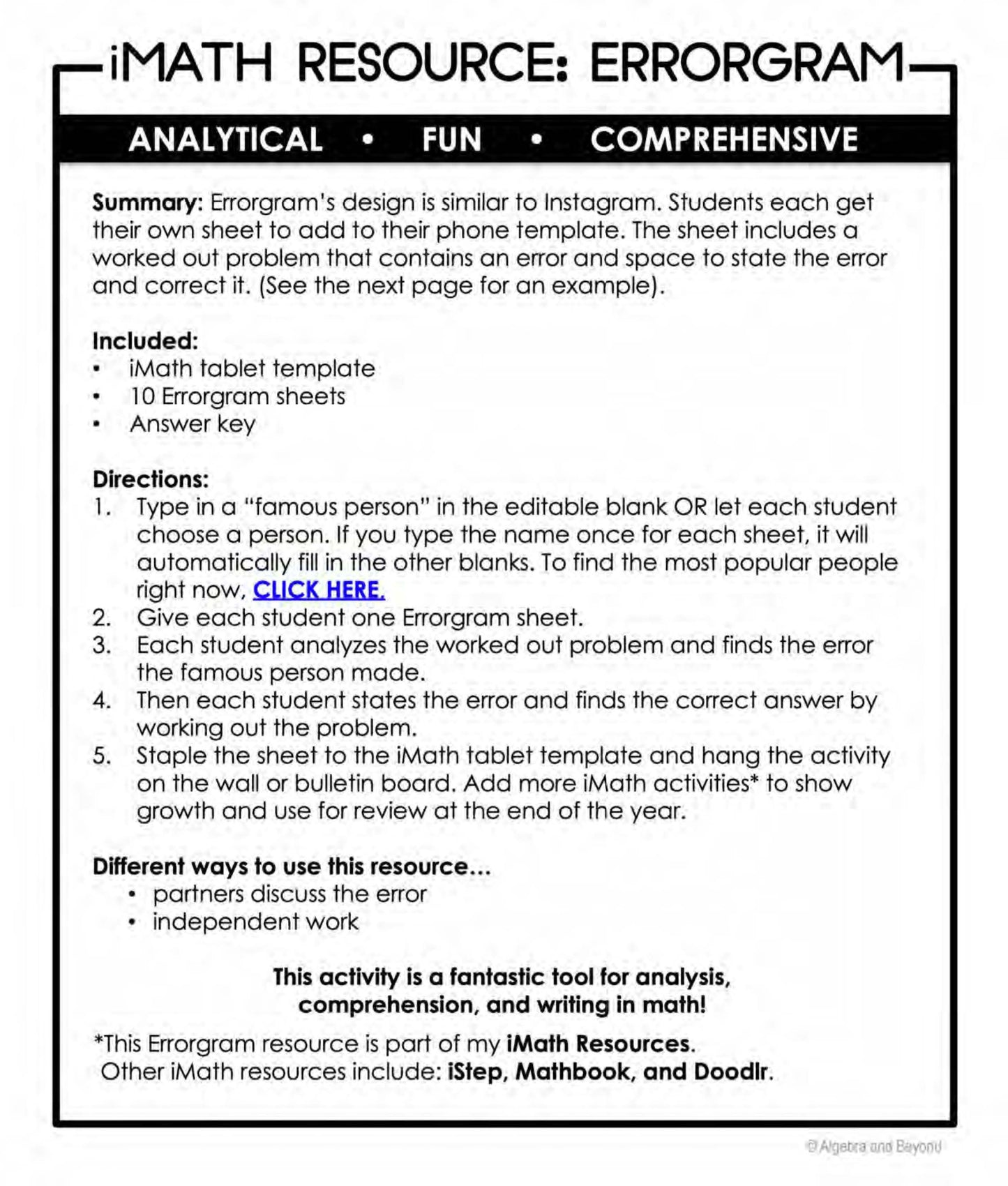 Multi-Step Equations Activity | Errorgram