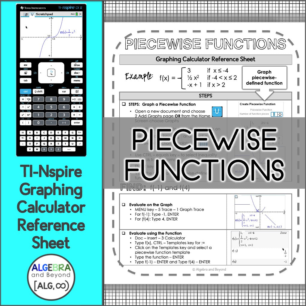 Graphing Piecewise Functions | TI-Nspire Calculator Reference Sheets