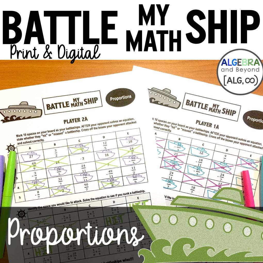 Proportions Activity | Battle My Math Ship Game | Print and Digital