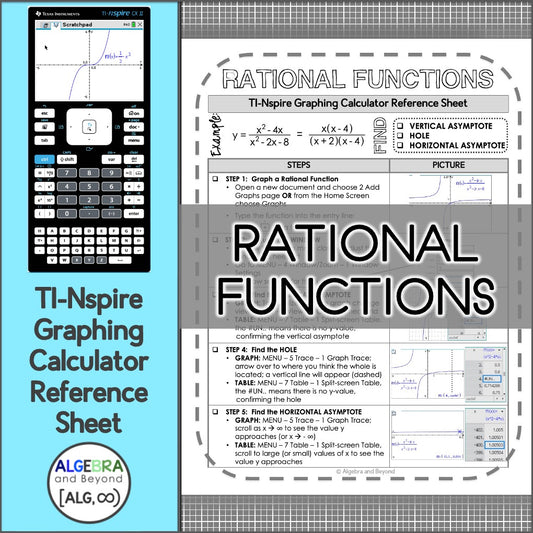 Graphing Rational Functions | TI-Nspire Calculator Reference Sheets