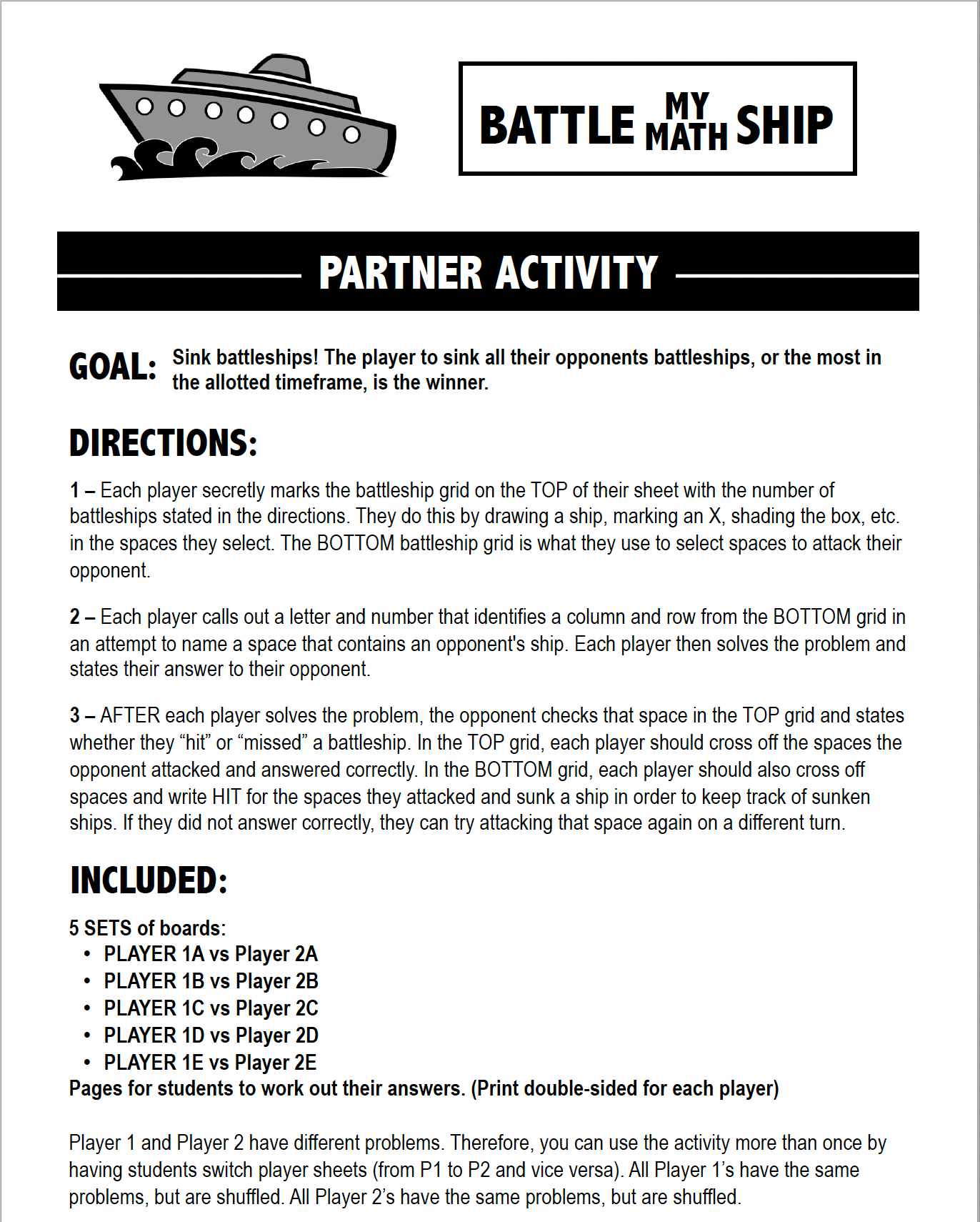 One-Step Equations Activity | Battle My Math Ship Game