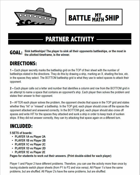 Slope-Intercept Form Given Slope and a Point | Battle My Math Ship Activity