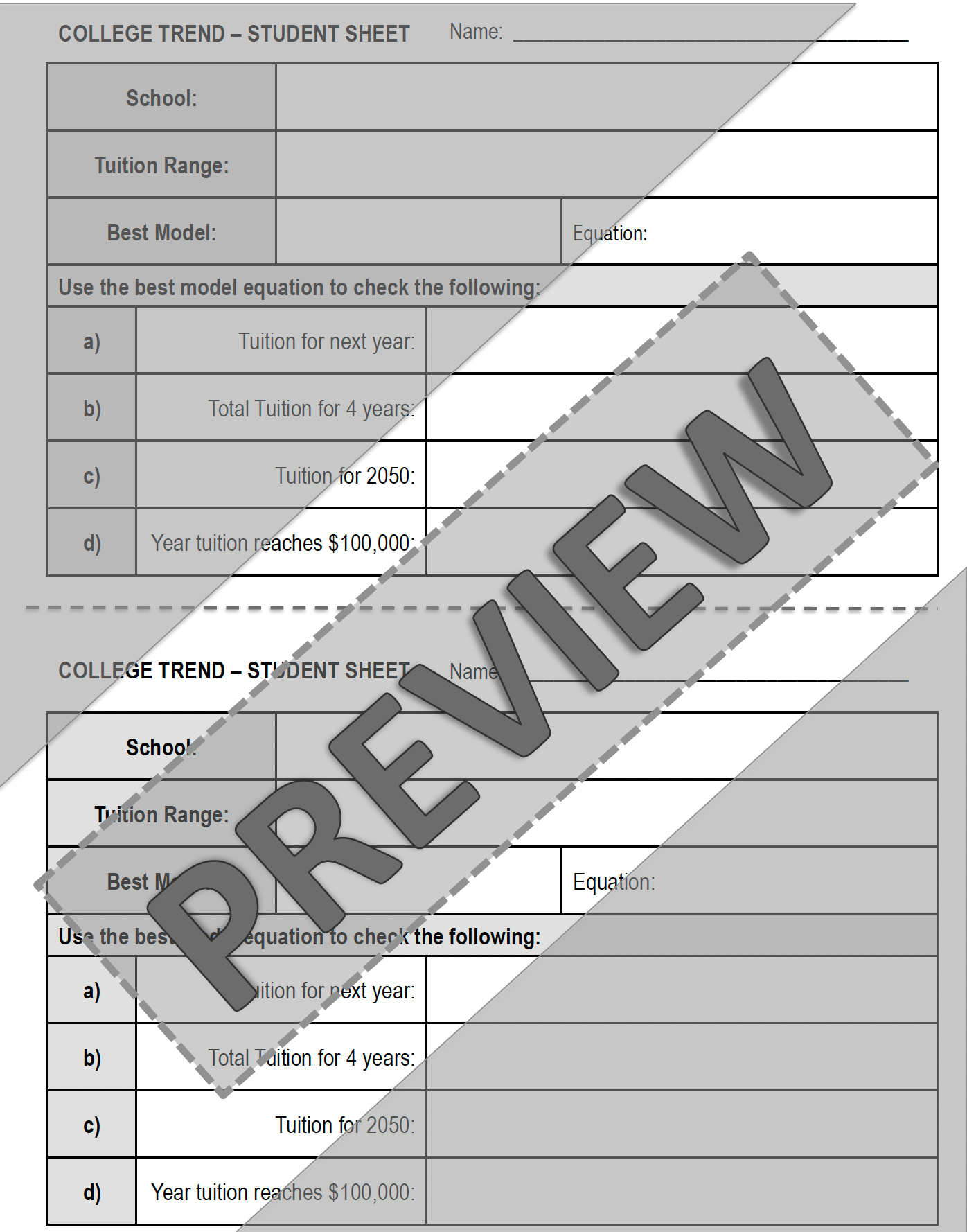 Linear, Exponential, & Quadratic Regression | Real World Project Based Learning