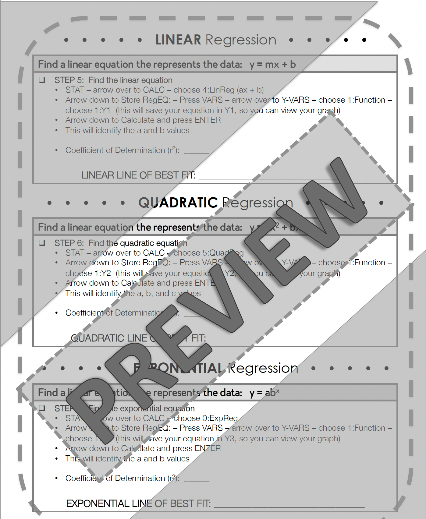 Linear, Exponential, & Quadratic Regression | Real World Project Based Learning