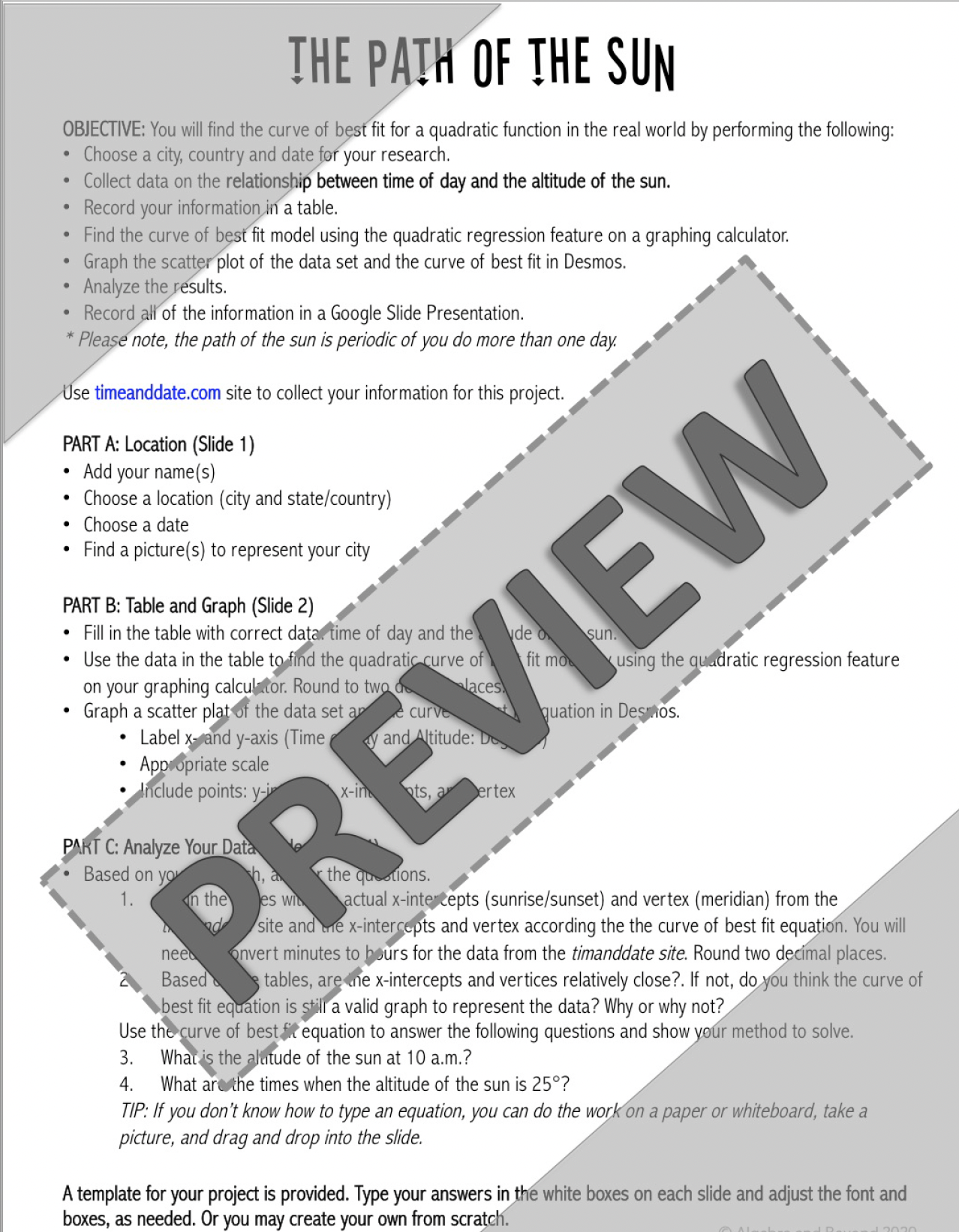 Real World Quadratic Regression | Project Based Learning | Distance Learning