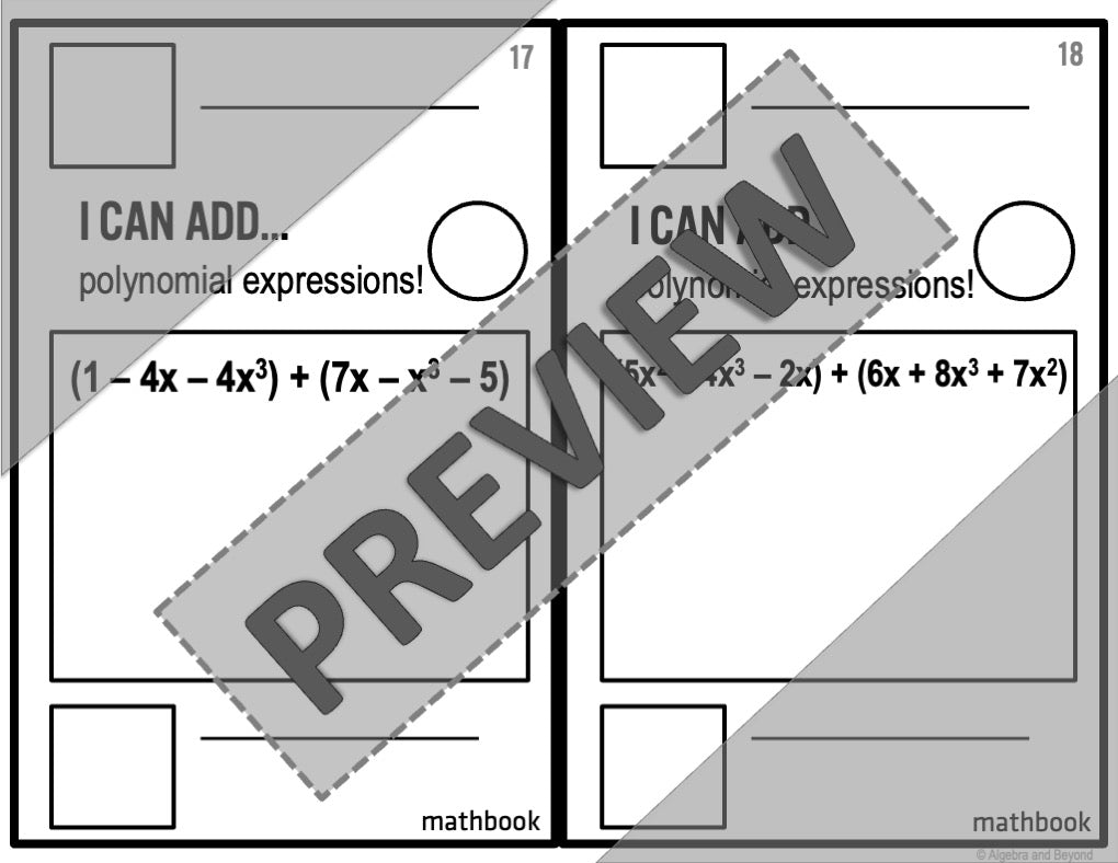 Add and Subtract Polynomial Expressions | Review Activity | Mathbook