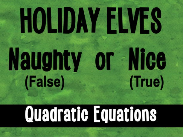 Quadratic Equations - Holiday Digital Activity