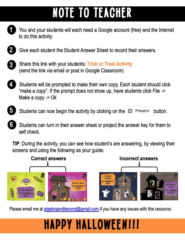 Domain and Range | Halloween Digital Activity