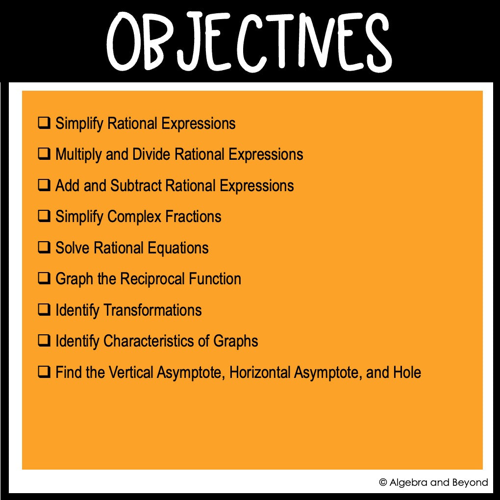 Rational Functions Assessments | Quizzes | Study Guide | Test