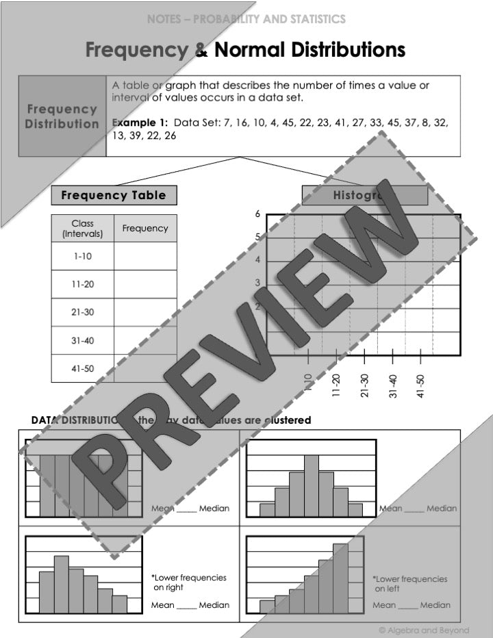 Frequency and Normal Distribution Lesson | Warm-Up | Guided Notes | Homework