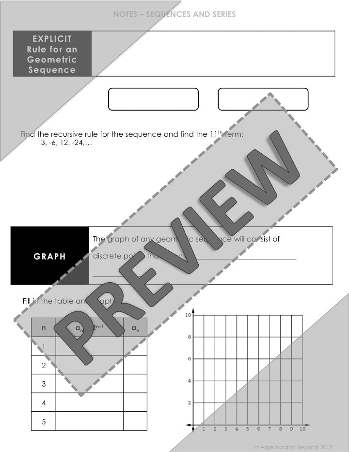 Geometric Sequences Lesson | Video | Guided Notes | Homework