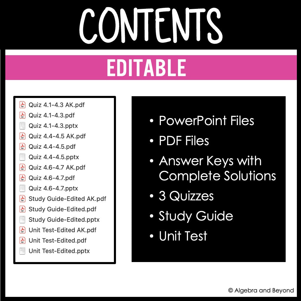 Quadratic Function Assessments | Quizzes | Study Guide | Test