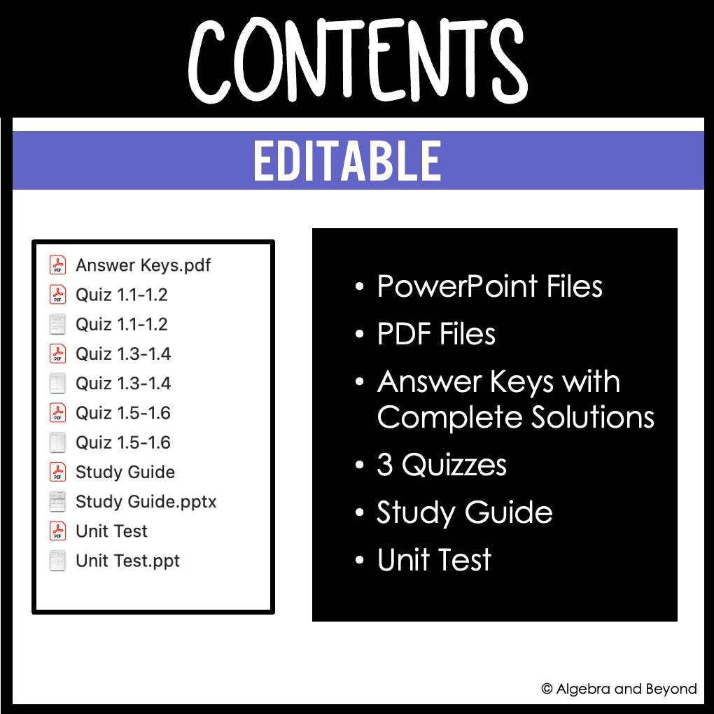 Algebra 2 Foundations Assessments | Quizzes | Study Guide | Test