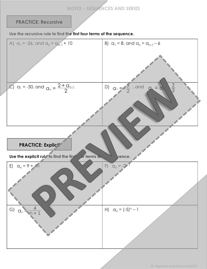 Sequences and Patterns Lesson | Video | Guided Notes | Homework