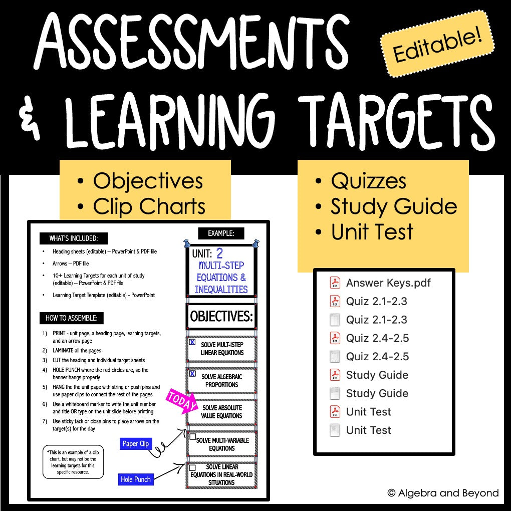 Linear Equations and Representations Unit Bundle | Algebra 2 | Guided Notes | Homework