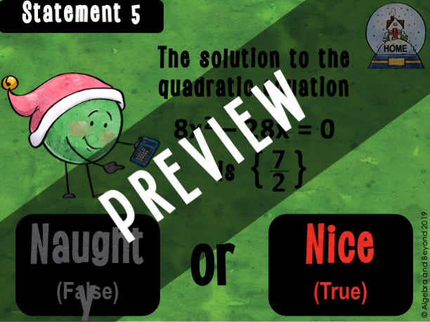 Quadratic Equations - Holiday Digital Activity