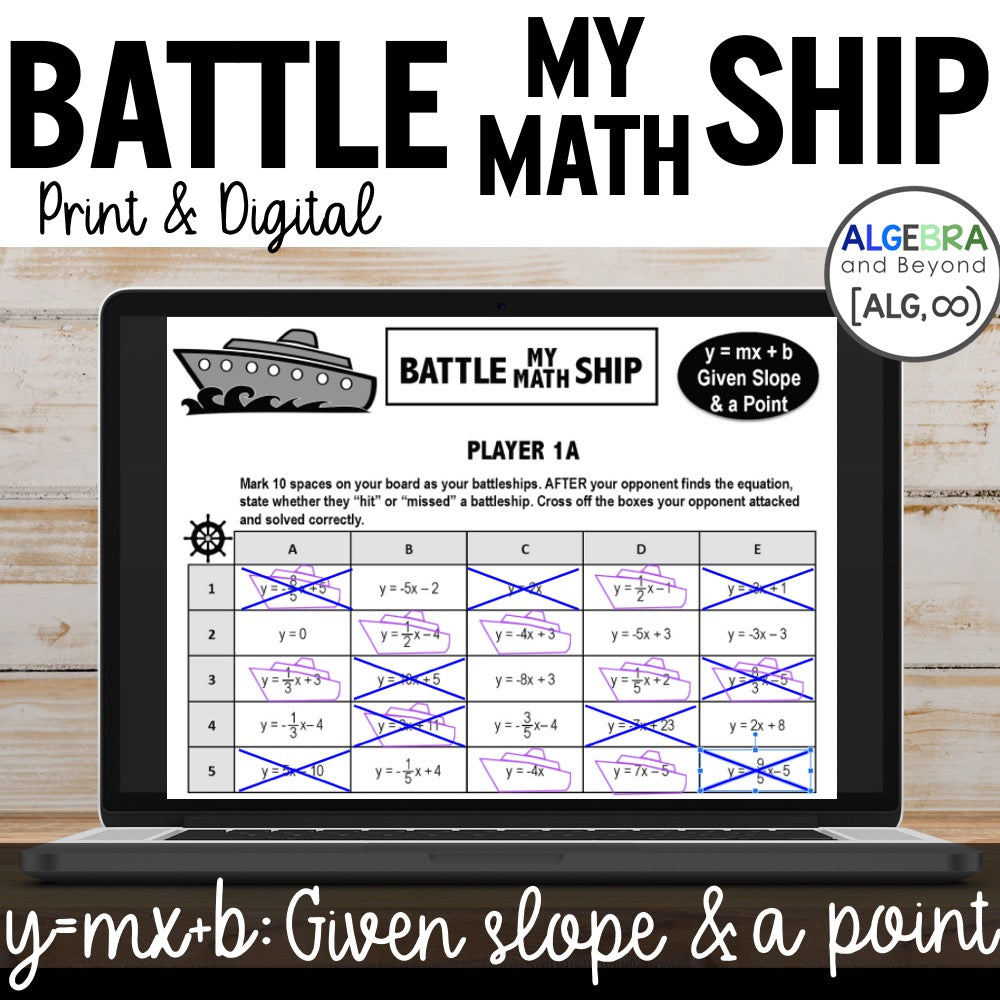 Slope-Intercept Form Given Slope and a Point | Battle My Math Ship Activity