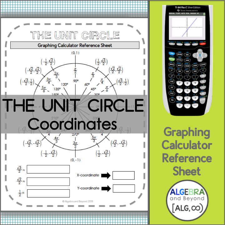 The Unit Circle Coordinates TI 84 Graphing Calculator Reference Sheet
