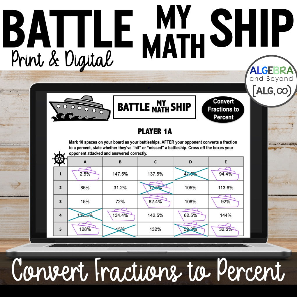 Converting Fractions to Percent Activity | Battle My Math Ship Game