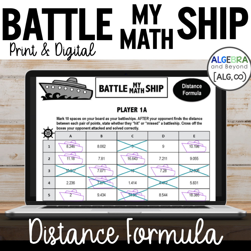 Distance Formula Activity | Battle My Math Ship Game | Print and Digital
