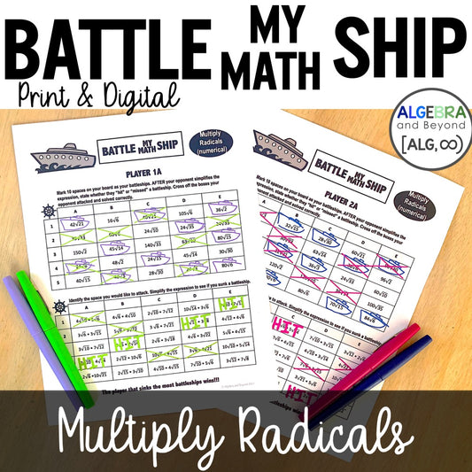 Multiply Radicals Activity | Battle My Math Ship | Print and Digital