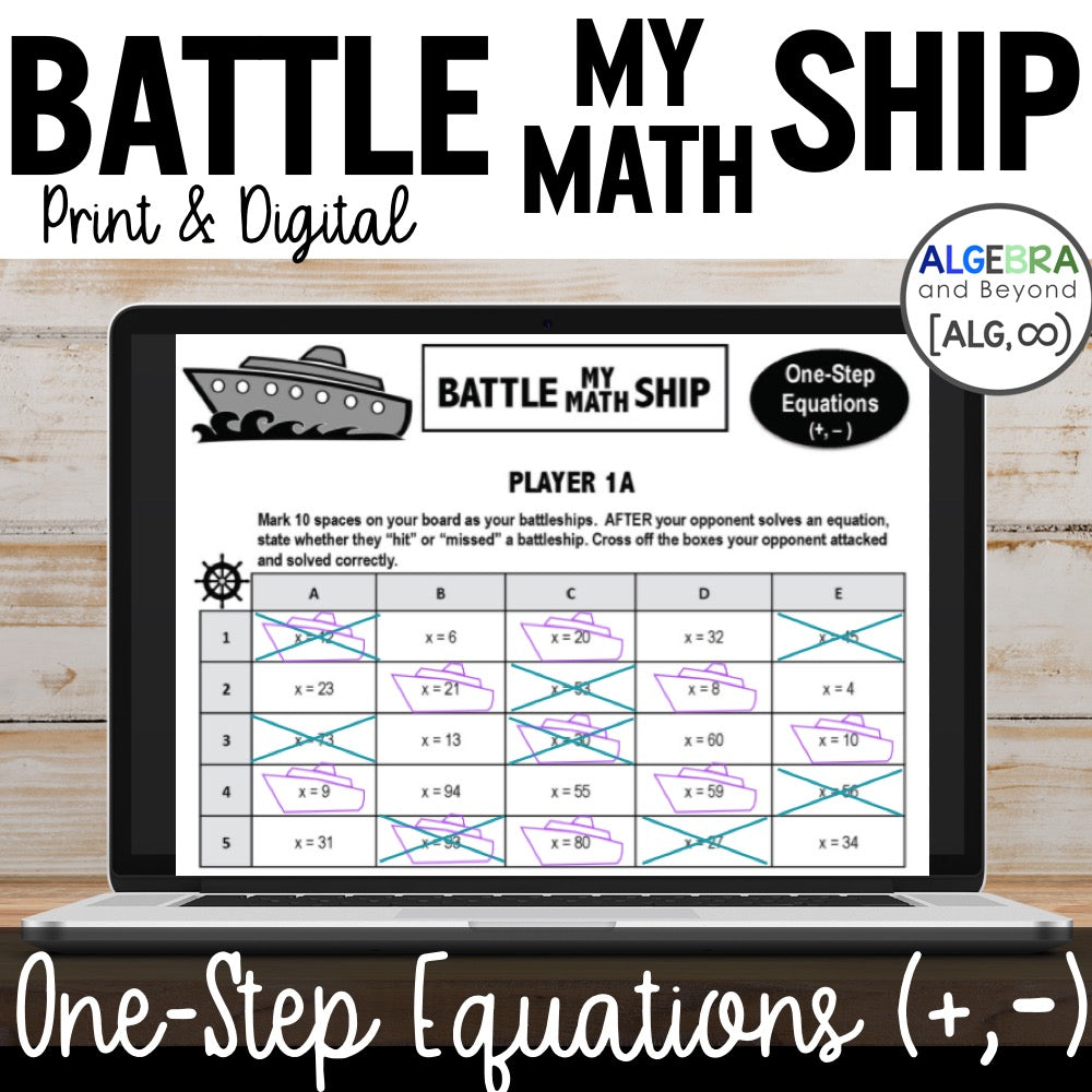 One-Step Equations | Add and Subtract | Battle My Math Ship | Print and Digital