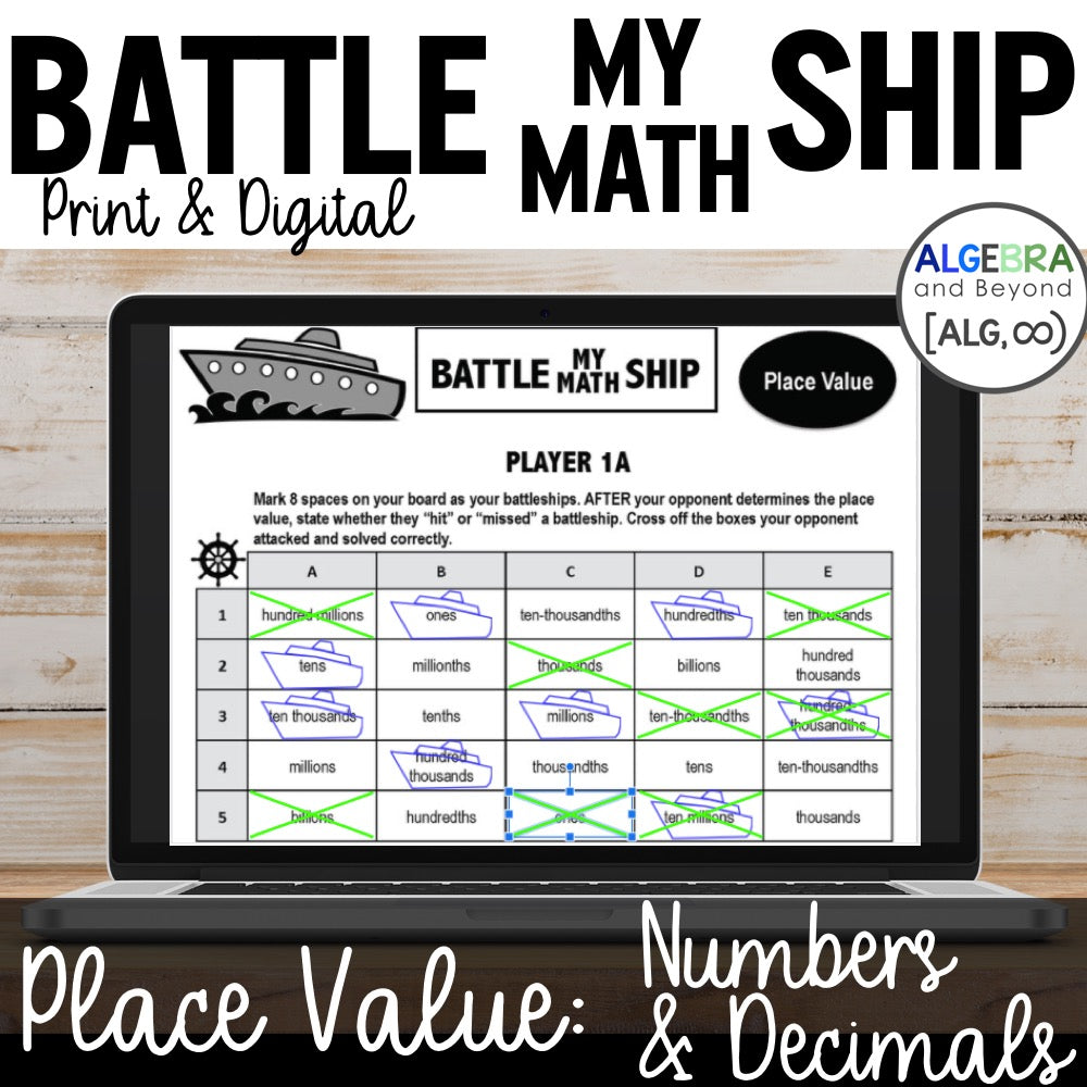 Place Value Activity | Battle My Math Ship Game | Print and Digital