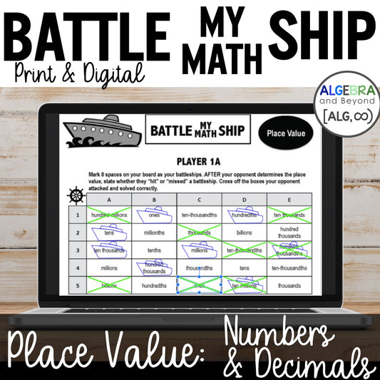 Place Value Activity | Battle My Math Ship Game | Print and Digital