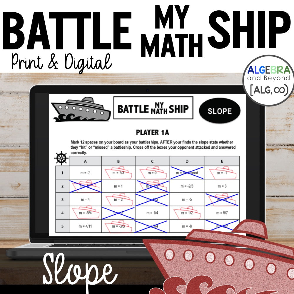 SLOPE Activity | Battle My Math Ship Game | Print and Digital
