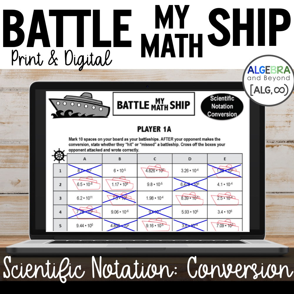 Scientific Notation Conversion | Battle My Math Ship Game | Print and Digital