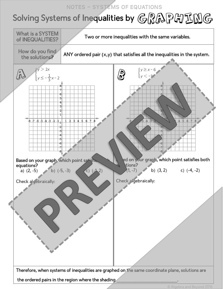 Solving Systems of Inequalities Lesson | Video | Guided Notes | Homework