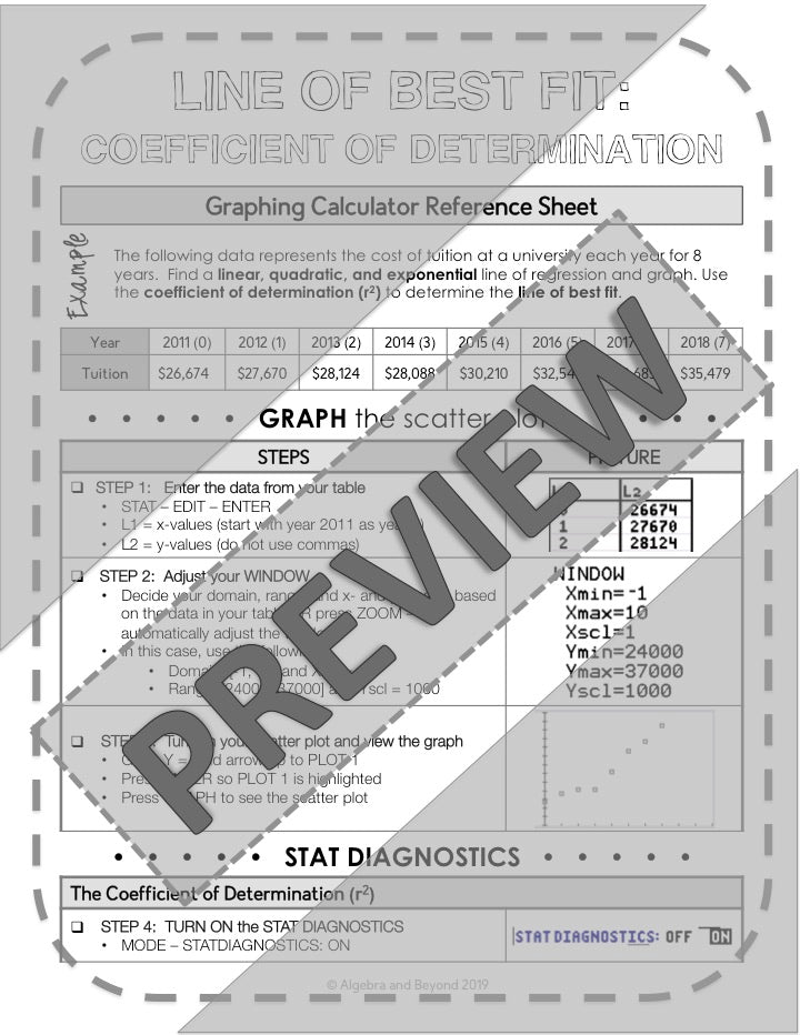 Linear, Quadratic, and Exponential and Coefficient of Determination | TI-84