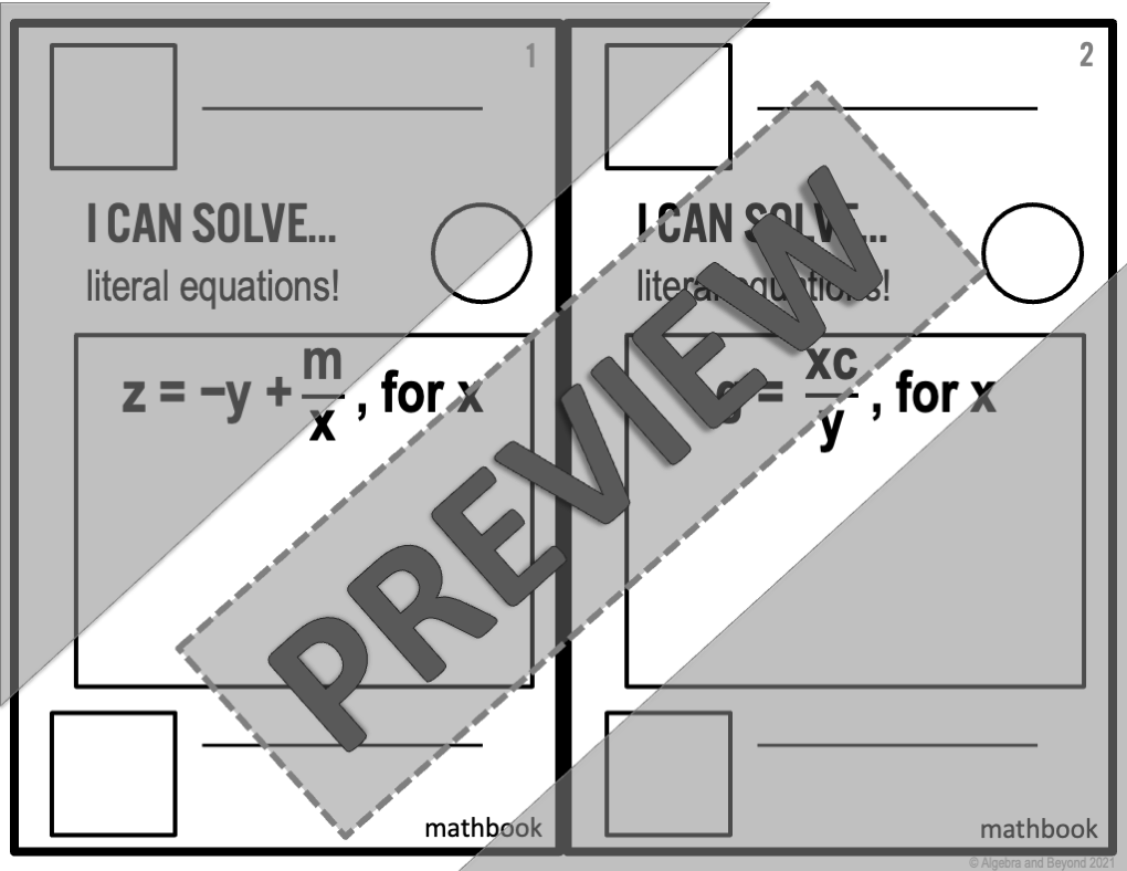 Literal Equations Activity | Mathbook