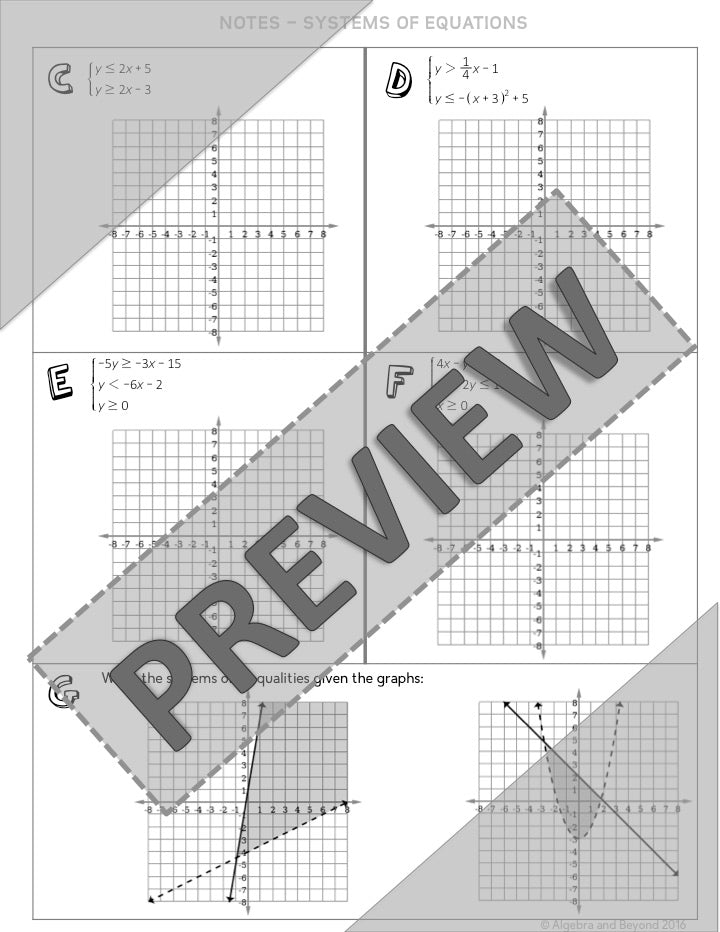 Solving Systems of Inequalities Lesson | Video | Guided Notes | Homework
