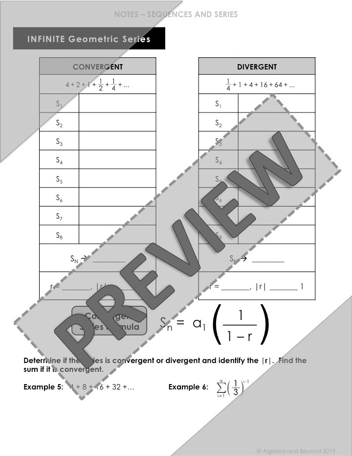 Geometric Series Notation Lesson | Video | Guided Notes | Homework