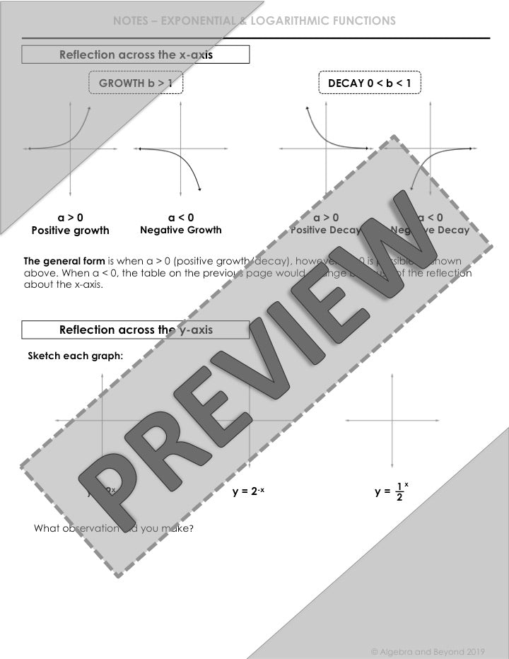Graph Exponential Functions Lesson | Video | Guided Notes | Homework