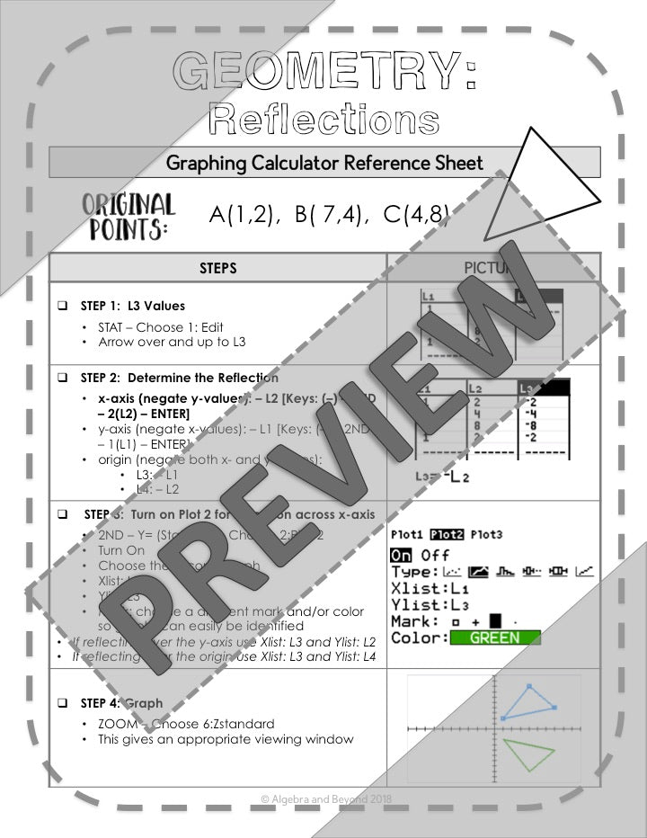 Geometry Transformations: Reflect, Translate, and Dilate | TI-84 Calculator