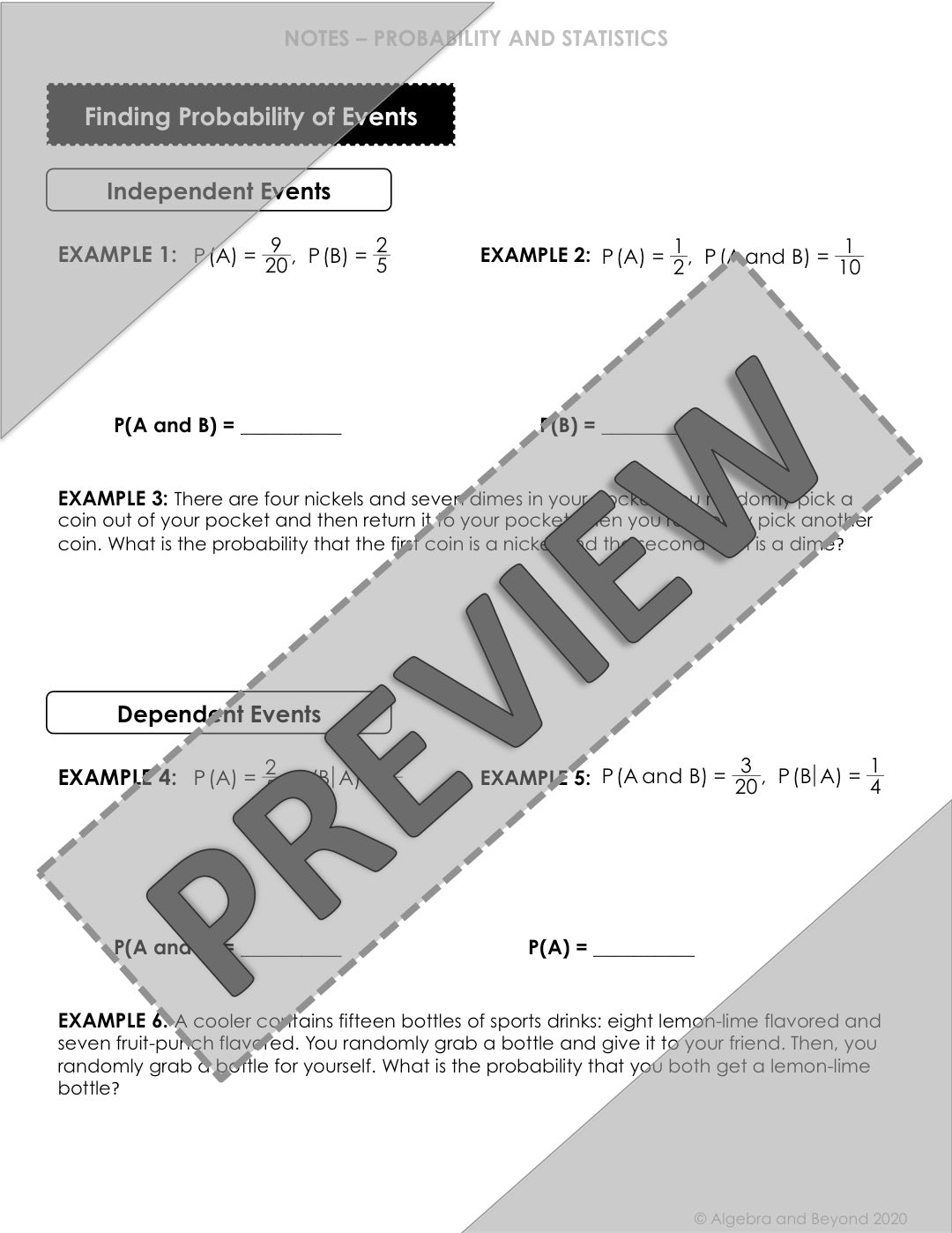 Compound Probability Lesson | Video | Guided Notes | Homework