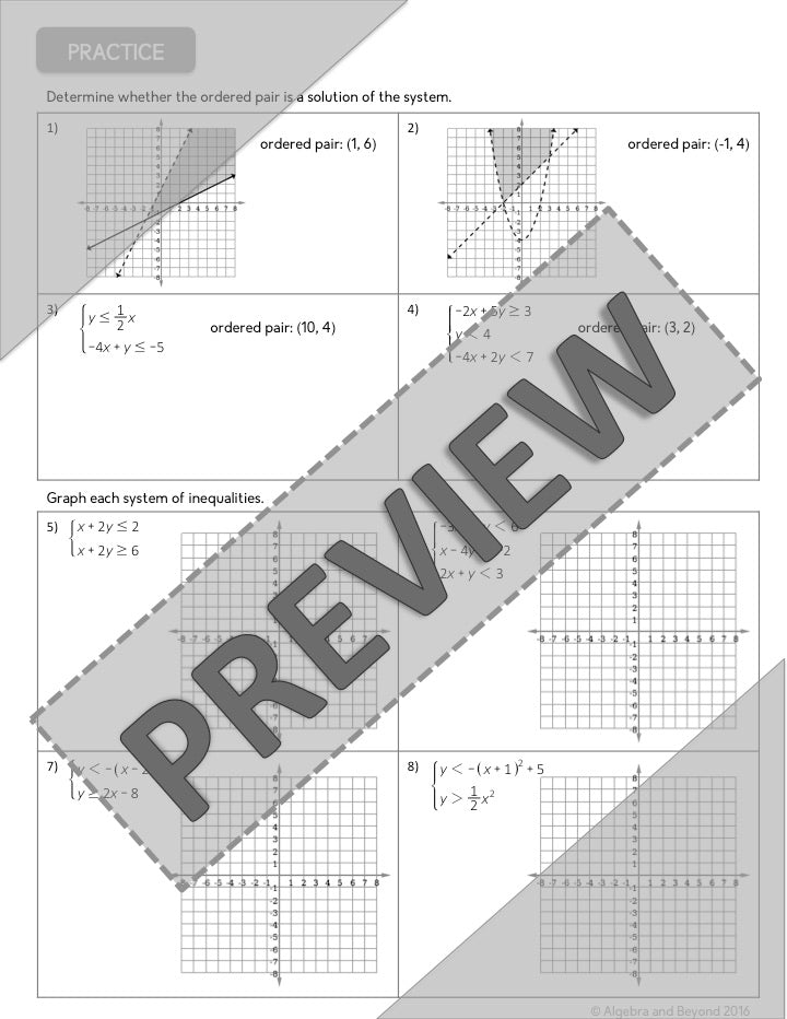 Solving Systems of Inequalities Lesson | Video | Guided Notes | Homework