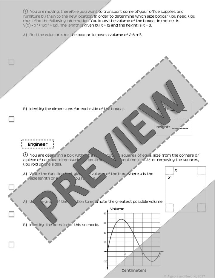 Polynomial Functions - Real World Applications