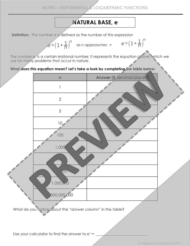 Introduction to Logarithms Lesson | Video | Guided Notes | Homework