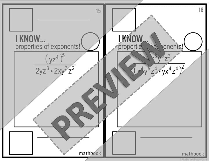 Properties of Exponents (Exponent Rules) Activity - Mathbook