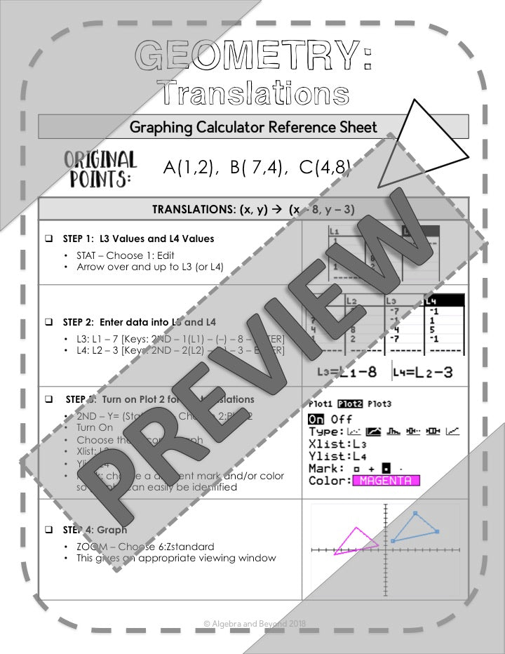 Geometry Transformations: Reflect, Translate, and Dilate | TI-84 Calculator