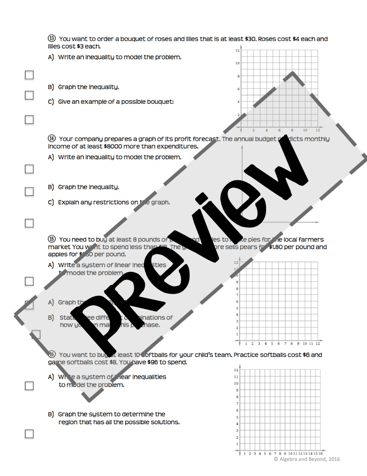 Systems of Equations and Inequalities - Real World Applications