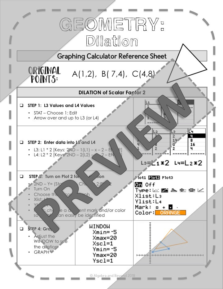 Geometry Transformations: Reflect, Translate, and Dilate | TI-84 Calculator