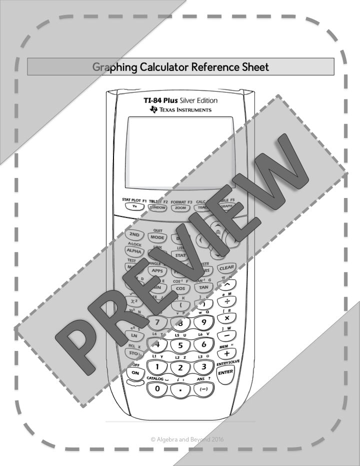 Basics 101 - Keyboard | TI-84 Graphing Calculator Reference Sheet