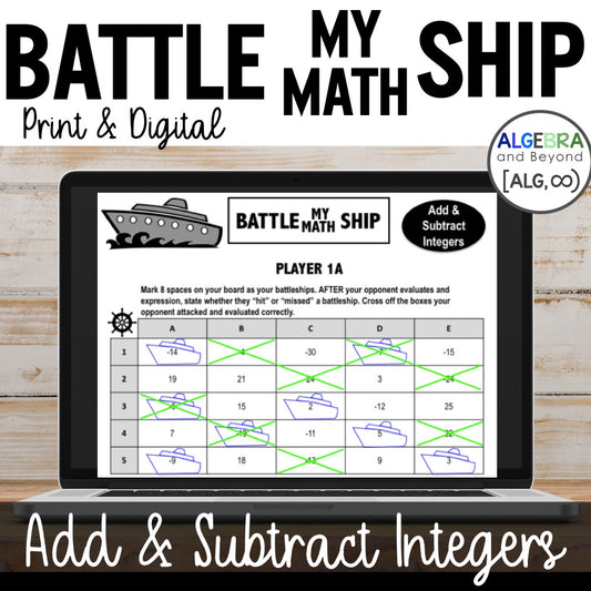 Add and Subtract Integers Activity | Battle My Math Ship | Print and Digital