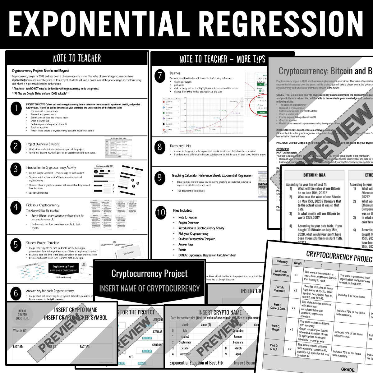Algebra Real-World Projects Bundle - Fun Review Activities Practice Worksheets